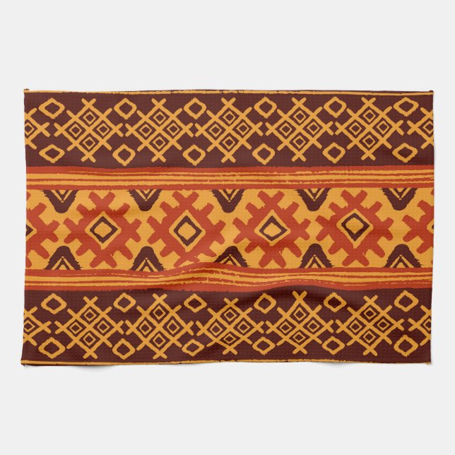 Paño De Cocina Patrón geométrico étnico tradicional folk. (Horizontal)