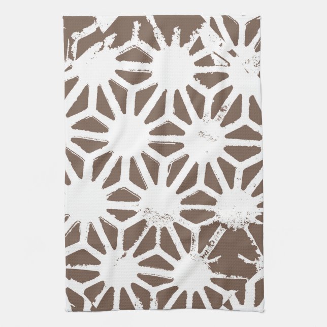 Paño De Cocina Patrón geométrico marrón y blanco (Vertical)