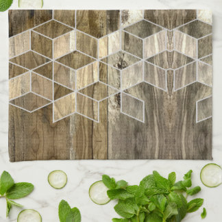 Paño De Cocina Patrón geométrico moderno de madera marrón de gran