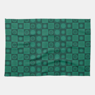 Paño De Cocina Patrón geométrico retro MCM Verde azulado