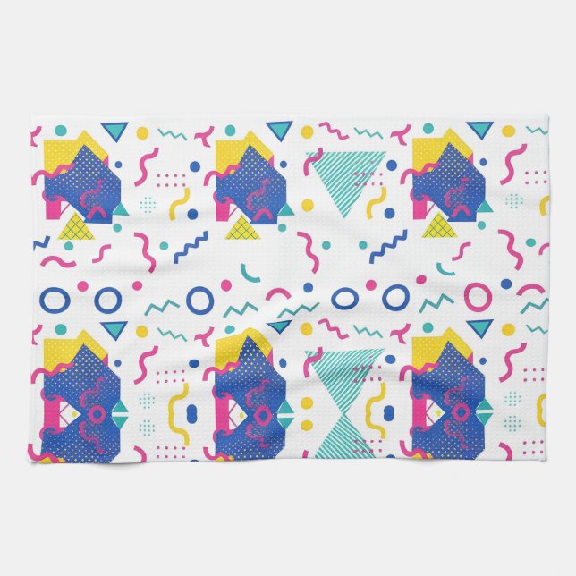 Paño De Cocina Patrón geométrico retro memphis (Horizontal)