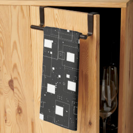 Paño De Cocina Patrón geométrico retro negro y blanco