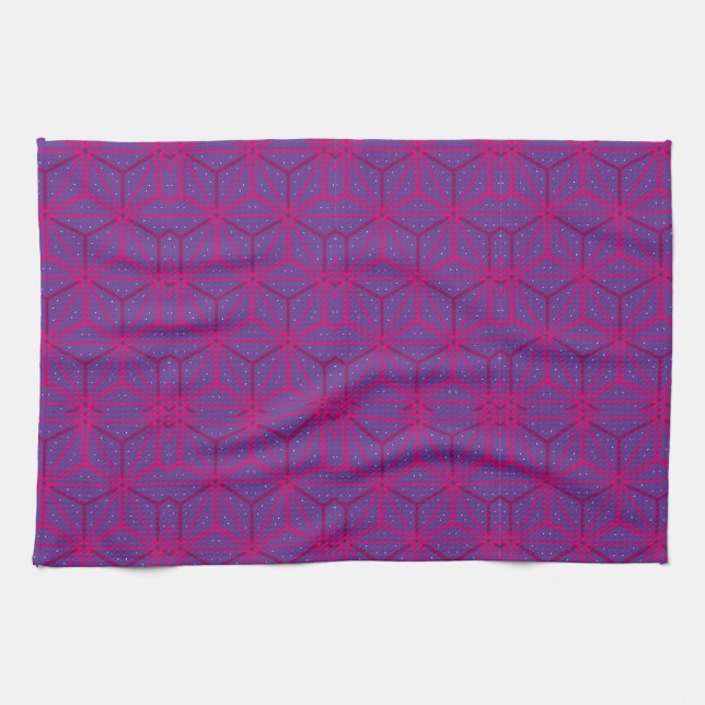 Paño De Cocina Patrón geométrico retro rosa (Horizontal)