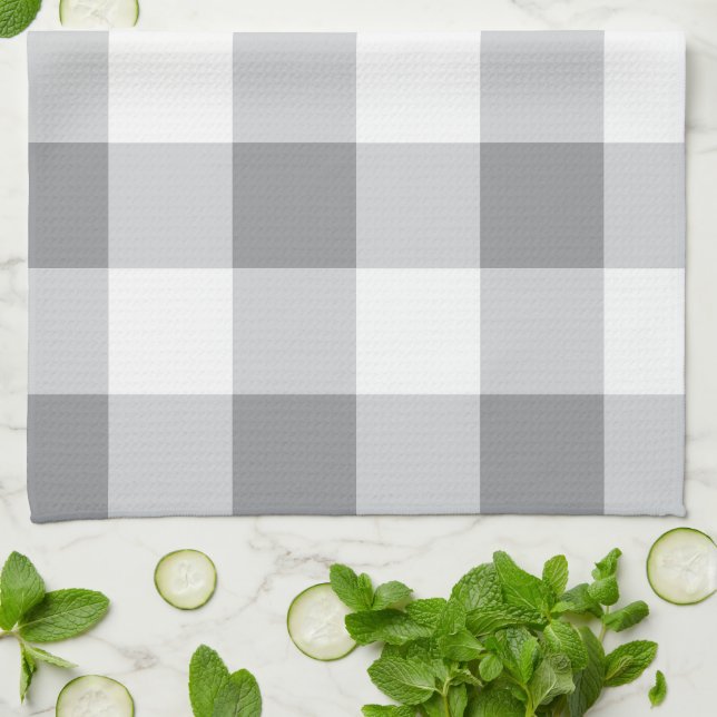 Paño De Cocina Patrón Gingham Gris Y Blanco (Doblado)