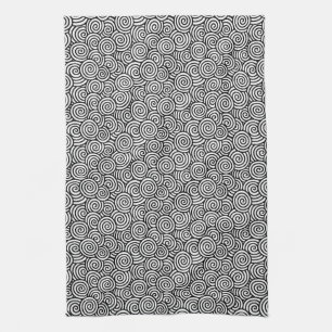 Paño De Cocina Patrón giratorio japonés - blanco y negro