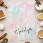 Paño De Cocina Patrón Girly del Purpurina rosa de Glam Pastel<br><div class="desc">Personalice fácilmente este patrón purpurina de bokeh de color rosa con su nombre personalizado y/o monograma.</div>