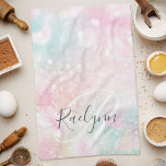 Paño De Cocina Patrón Girly del Purpurina rosa de Glam Pastel<br><div class="desc">Personalice fácilmente este patrón purpurina de bokeh de color rosa con su nombre personalizado y/o monograma.</div>