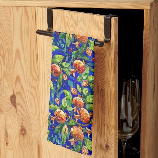 Paño De Cocina Patrón granado Mosaico de frutas azules y rojas os (Pliegue de tercios)