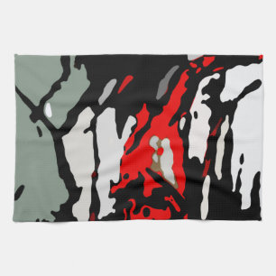 Paño De Cocina Patrón gris turquesa rojo negro