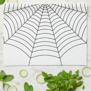 Paño De Cocina Patrón Halloween de telaraña blanca y negra