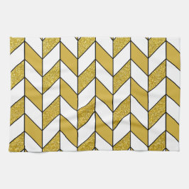 Paño De Cocina Patrón Herringbone Chevron, Purpurina de oro moder