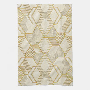 Paño De Cocina Patrón hexagonal orgánico moderno Crema y beige