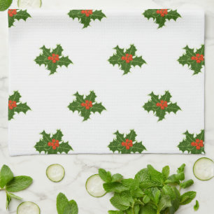 Paño De Cocina Patrón Holly de navidades