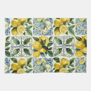 Paño De Cocina Patrón italiano Lemons and Tiles La Dolce Vita