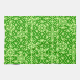Paño De Cocina Patrón japonés de Asanoha - verde lima