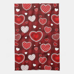 Paño De Cocina Patrón juguetón de corazones de San Valentín dibuj
