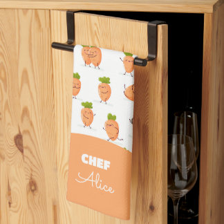 Paño De Cocina Patrón kawaii de zanahorias divertidas