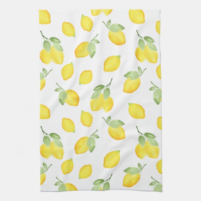 Paño De Cocina Patrón Lemons de color de agua (Vertical)