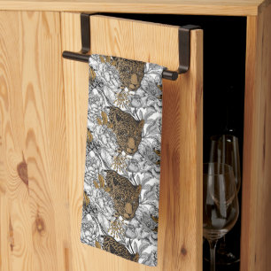 Paño De Cocina Patrón Leopard & Peonies