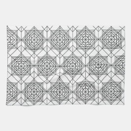 Paño De Cocina Patrón lineal abstracto de color blanco y negro vi