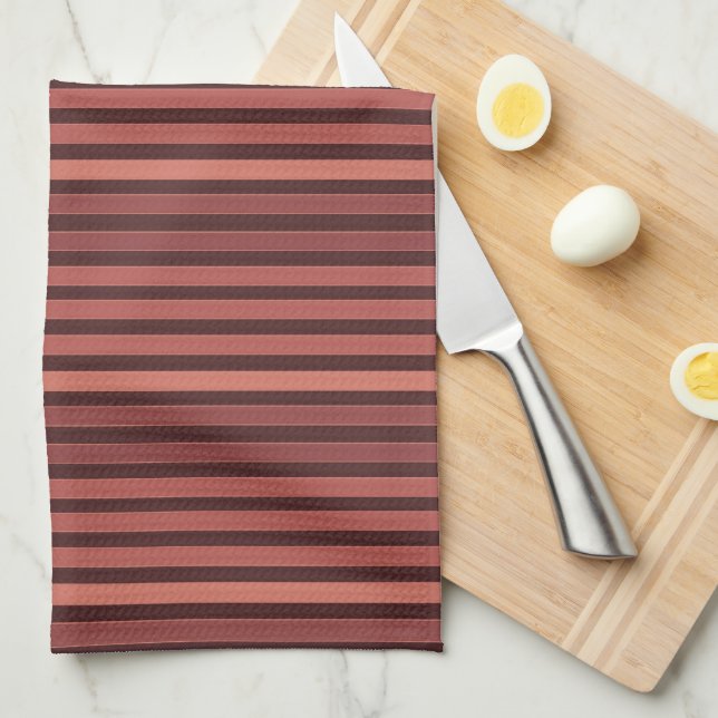 Paño De Cocina Patrón liso rayado marrón retro (Doblado Cuarto)