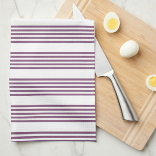 Paño De Cocina Patrón malva morado y blanco de cinco rayas