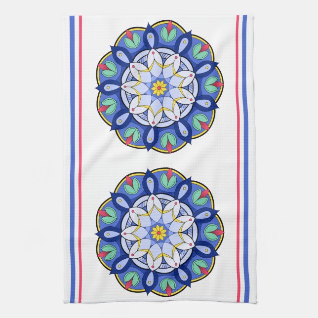 Paño De Cocina Patrón Mandala 01 (Vertical)