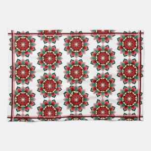 Paño De Cocina Patrón Mandala 02 en rojo