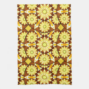 Paño De Cocina Patrón Mandala, tonos marrones y dorados