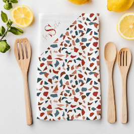 Paño De Cocina Patrón marrón de escritura moderna