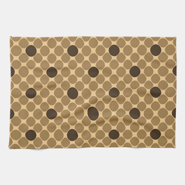 Paño De Cocina Patrón marrón geométrico con círculos (Horizontal)