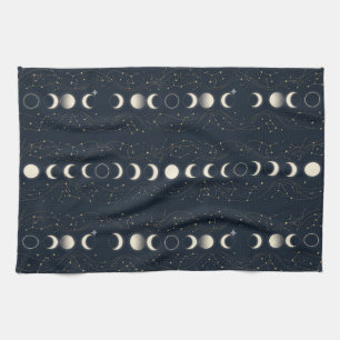 Paño De Cocina Patrón minimalista de fases lunares con estrellas 