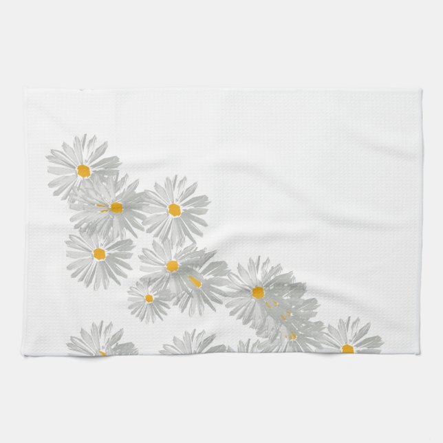 Paño De Cocina Patrón mínimo de margarita de flores (Horizontal)