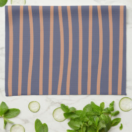 Paño De Cocina Patrón moderno azul/dorado de líneas tambaleantes