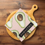 Paño De Cocina Patrón Moderno De Aguacate Rosa Y Verde Con Nombre<br><div class="desc">Patrón Moderno De Aguacate Rosa Y Verde Con Nombre</div>