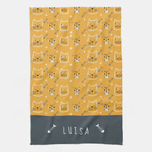 Paño De Cocina Patrón moderno de gato suave personalizado