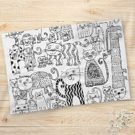 Paño De Cocina Patrón moderno de gatos blancos y negros de moda
