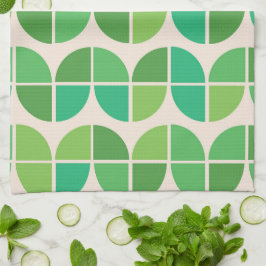 Paño De Cocina Patrón moderno de mediados de siglo con verde geo