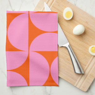 Paño De Cocina Patrón Moderno De Mediados Del Siglo, Preppy Rosa