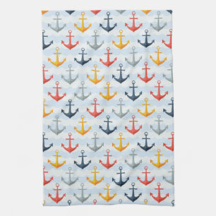Paño De Cocina Patrón náutico con anclas