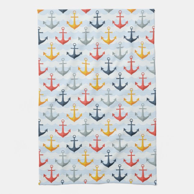 Paño De Cocina Patrón náutico con anclas (Vertical)