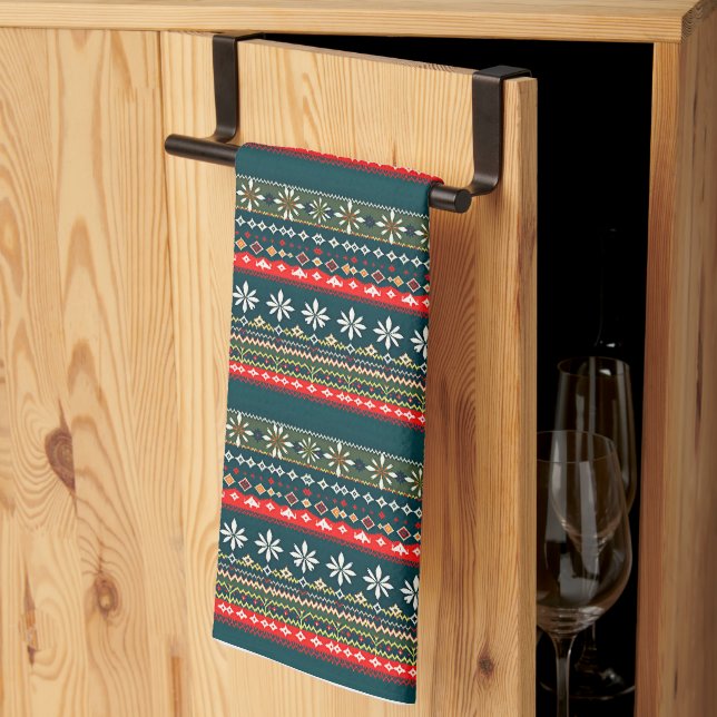 Paño De Cocina patrón navideño nórdico (Pliegue de tercios)