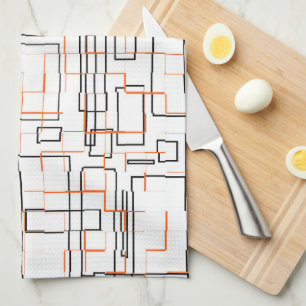 Paño De Cocina Patrón negro Naranja elegante