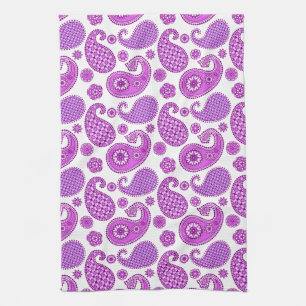 Paño De Cocina Patrón paisley, violeta, púrpura y blanca
