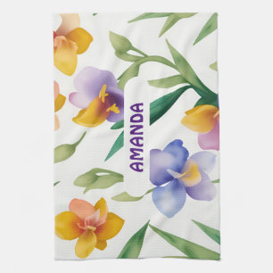 Paño De Cocina Patrón personalizado de color de agua de Freesia