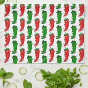 Paño De Cocina Patrón Personalizado De Divas De Pimienta Rojo Y V