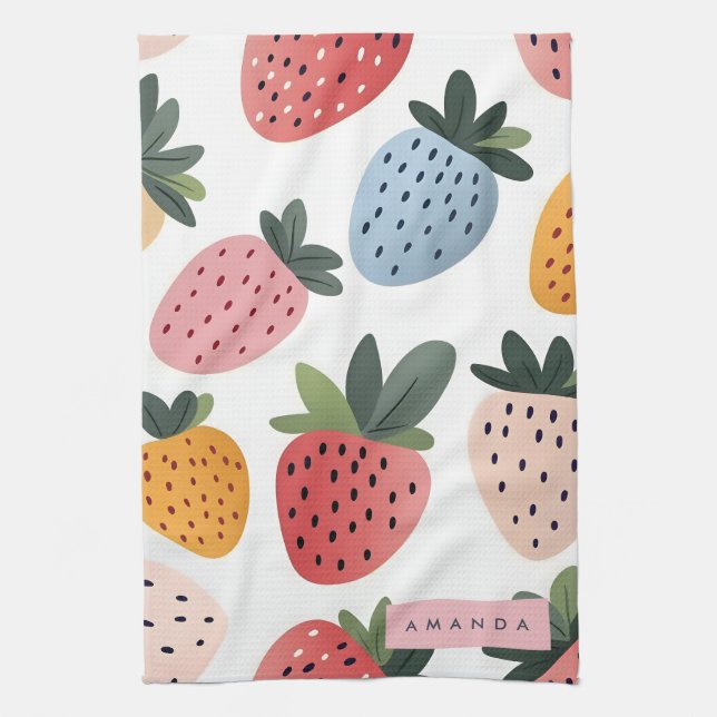 Paño De Cocina Patrón personalizado de fresa de fruta (Vertical)