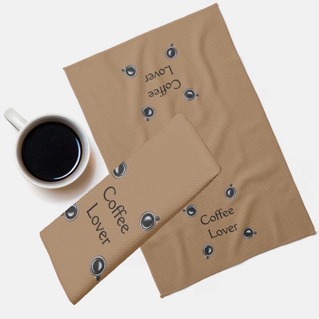 Paño De Cocina Patrón personalizado de la Copa de Café Blanco y N (Subido por el creador)