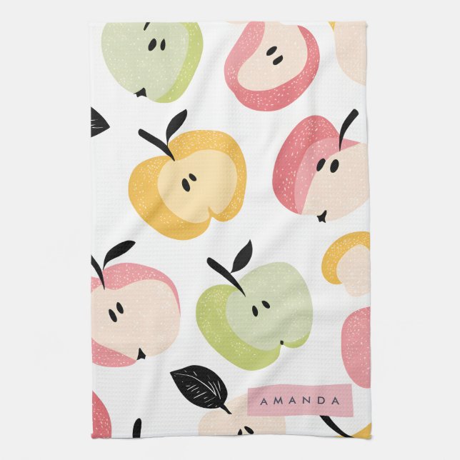 Paño De Cocina Patrón personalizado de manzana cuta colorido (Vertical)