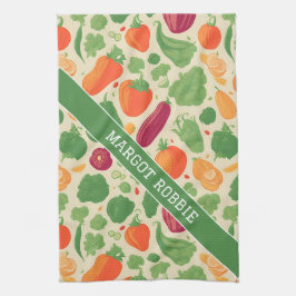 Paño De Cocina Patrón personalizado retro colorido de verduras
